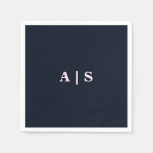 Hochzeitscocktail in Navy & Pink Monogram