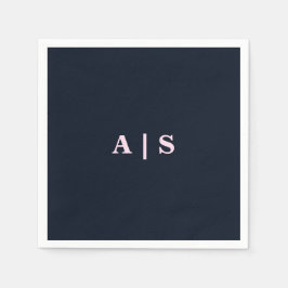 Hochzeitscocktail in Navy & Pink Monogram Serviette