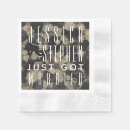 Hochzeitscocktail Napkin Schatten von Gold und Sch Serviette