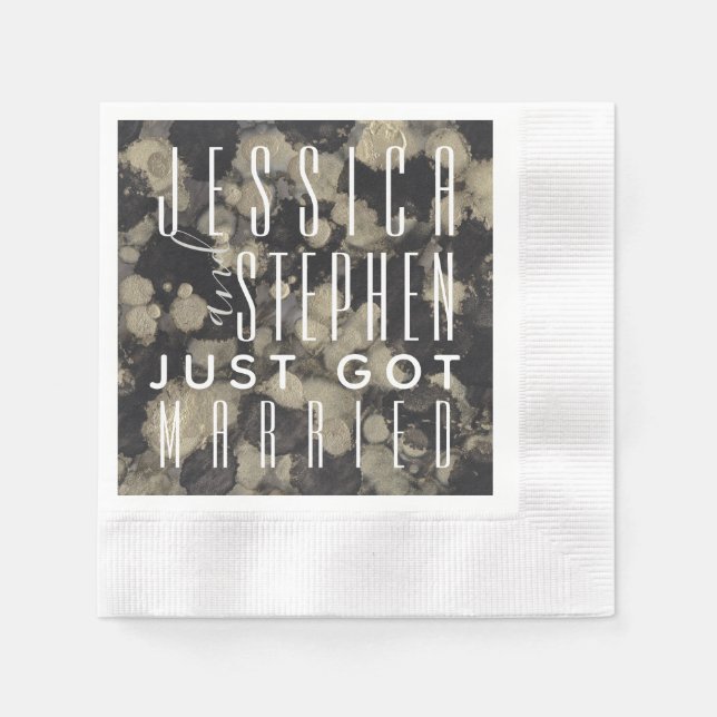 Hochzeitscocktail Napkin Schatten von Gold und Sch Serviette (Vorderseite)
