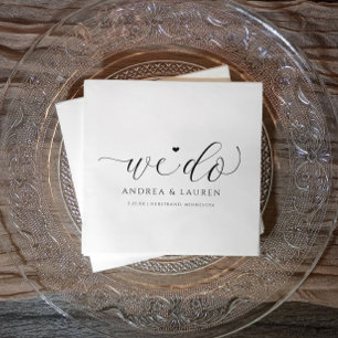 Hochzeitscocktail Napkins Einfache Elegante Schrif Serviette