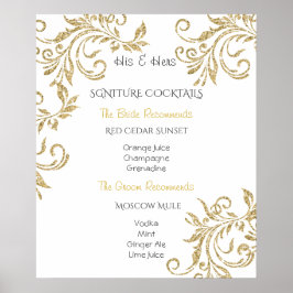 Hochzeitscocktails, Imitate Gold Glitzer, Poster