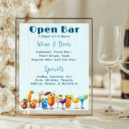 Hochzeitscocktails Liste Blauer Wood Poster