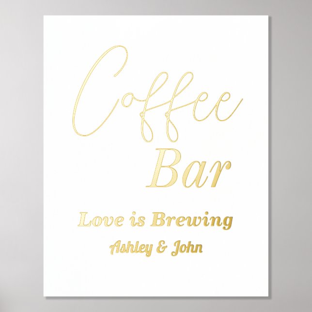 Hochzeitscoffee Bar Gold White Foliendrucke (Vorderseite)