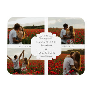 Hochzeitscollage 4 Custom Fotos Minimalistisch Mod Magnet