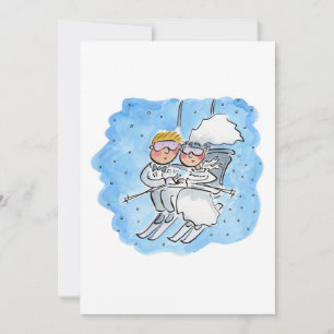 Hochzeitscouch auf einem Skilift Einladung