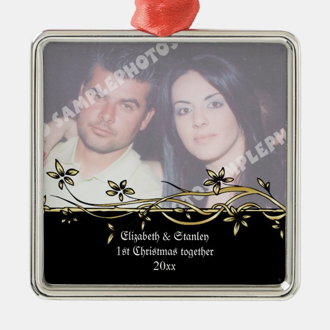 Hochzeitscoulis 1. Weihnachtsdekoration des Fotos Silbernes Ornament (Vorne)