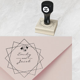 Hochzeitscoupel - Floral Geometrische Kunst Gummistempel