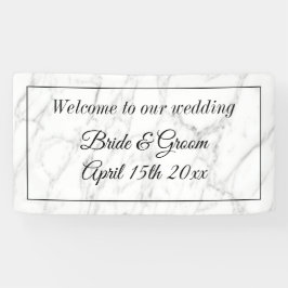 Hochzeitscreme-Begrüßungsbanner aus weißem Marmor Banner