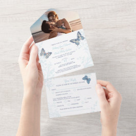 Hochzeitscreme-Schmetterlinge Foto UAWG All In One Einladung