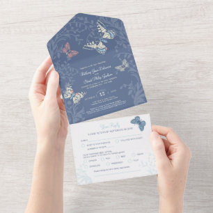 Hochzeitscreme-Schmetterlinge Wirbel essen UAWG All In One Einladung