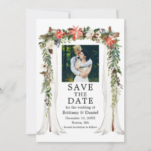 Hochzeitsdach Wasserfarbe Weihnachtsstern Florale Save The Date