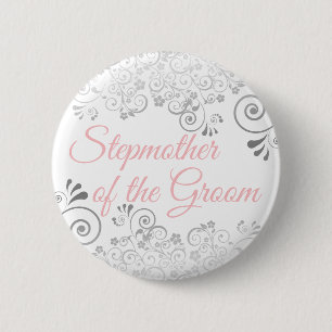 Hochzeitsdame der Groom Pink & Gray Button