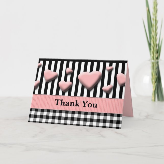 Hochzeitsdanken, dass Sie in rosa Herzen Design bl Dankeskarte (Vorderseite)