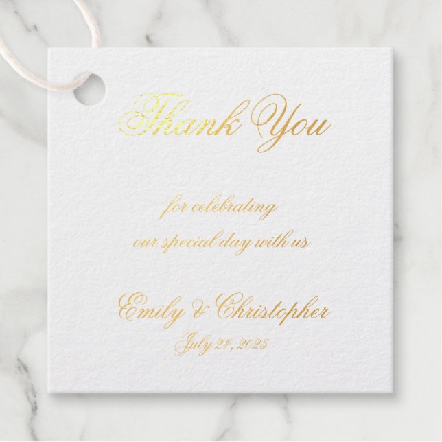 Hochzeitsdanken: Elegante Handwriting Script Chic Geschenkanhänger (Vorderseite)