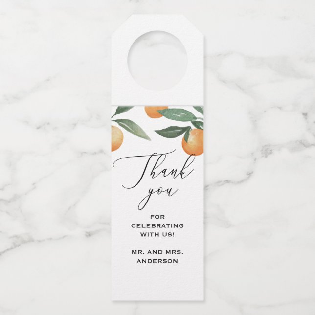 Hochzeitsdanken für die Blumenzitrusgarten Flaschenanhänger (Vorderseite)