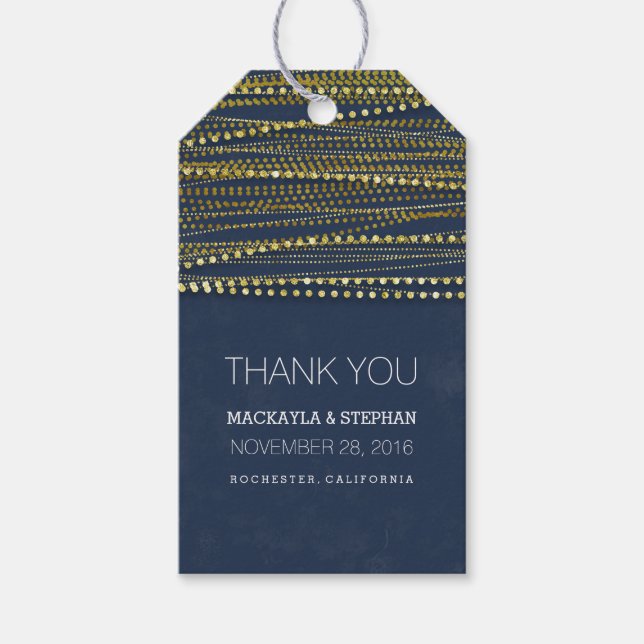 Hochzeitsdanken für die Hochzeit von Navy und Gold Geschenkanhänger (Vorderseite)