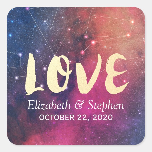Hochzeitsdanken Galaxy-Sternennebel Quadratischer Aufkleber (Vorderseite)