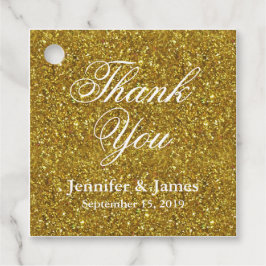 Hochzeitsdanken Glitzer Gold Geschenkanhänger