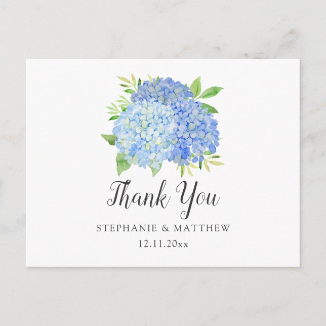 Hochzeitsdanken Hydrangea Wassercolor Floral Postkarte (Vorderseite)