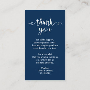 Hochzeitsdanken, Modern Simple Rustic Navy Blue Begleitkarte