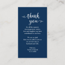 Hochzeitsdanken, Modern Simple Rustic Navy Blue