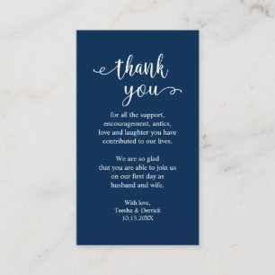 Hochzeitsdanken, Modern Simple Rustic Navy Blue Begleitkarte