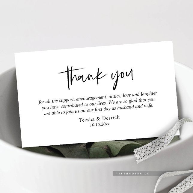 Hochzeitsdanken, Moderne, einfache Skriptumrandung Begleitkarte (Wedding Thank you, Modern Casual minimalist Simple Script Enclosed Card)