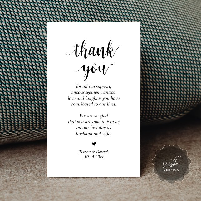 Hochzeitsdanken, Moderne Skripteinschlusskarte Begleitkarte (Wedding Thank you, Modern Script Enclosure Card, Celebrating with us, Black and white)