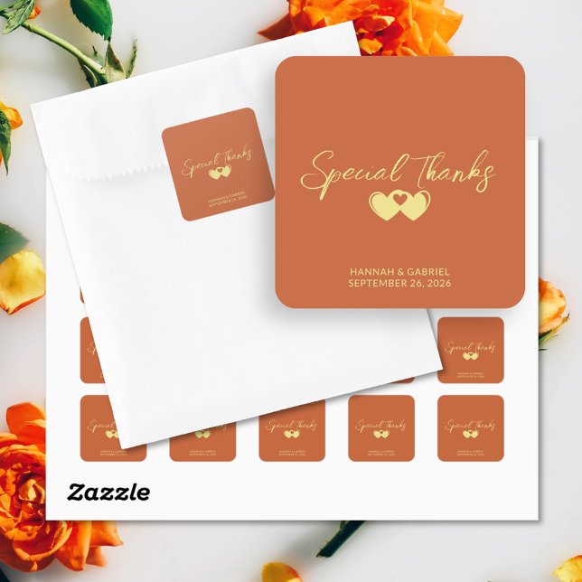 Hochzeitsdanken Quadratischer Aufkleber (Wedding Thank You Square Sticker)