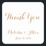 Hochzeitsdanken Quadratischer Aufkleber<br><div class="desc">Herzlichen Dank an den Aufkleber! Von den Designern des FOMA-Designs für Sie zusammengestellt</div>