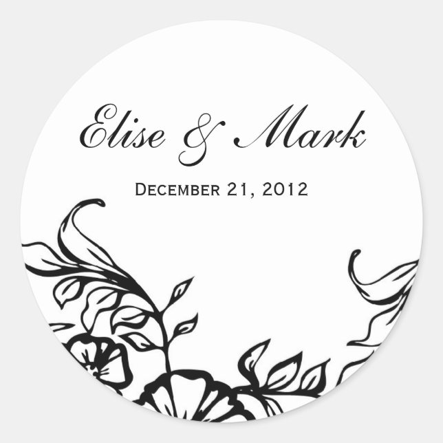 Hochzeitsdanken Runder Aufkleber (Vorderseite)