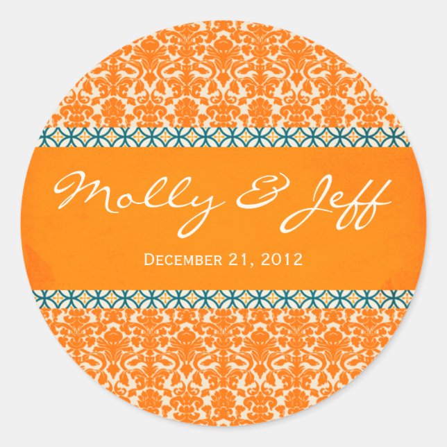 Hochzeitsdanken Runder Aufkleber (Vorderseite)