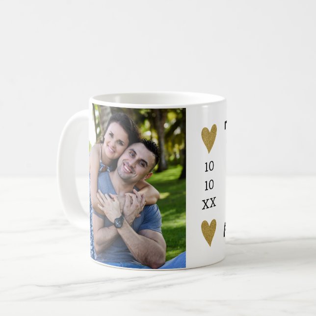 Hochzeitsdanken Sie Foto Bride and Groom Kaffeetasse (Vorderseite Links)