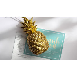 Hochzeitsdanken Sie Gold Ananas Couple Aquamarine Postkarte