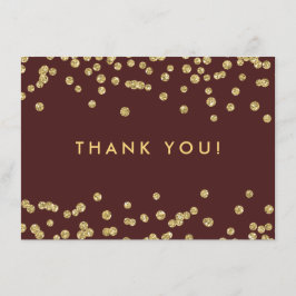 Hochzeitsdanken Sie Gold Glitzer Confetti Marsala Dankeskarte