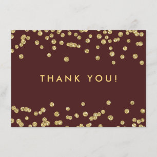 Hochzeitsdanken Sie Gold Glitzer Confetti Marsala Dankeskarte