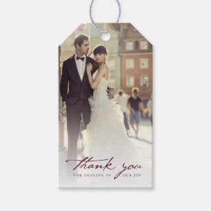 Hochzeitsdanken Sie Handwrite Skript-Foto Geschenk Geschenkanhänger
