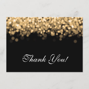 Hochzeitsdanken Sie Hinweis Gold Lights Dankeskarte