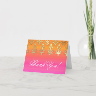 Hochzeitsdanken Sie Karten indischen Damask Gold P