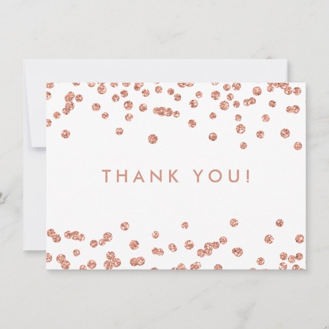 Hochzeitsdanken Sie Rose Gold Glitzer Confetti Whi Dankeskarte (Vorderseite)