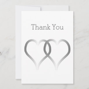 Hochzeitsdanken: Silberne Herzen Dankeskarte