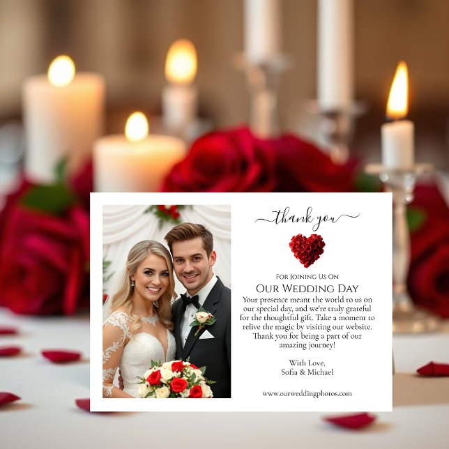 Hochzeitsdankeschön - Herzförmige rote Rosen Dankeskarte (Wedding Thank You- Heart Shaped Red Roses Thank You Card)