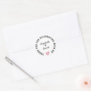 Hochzeitsdankeschön mit rosa Herz Runder Aufkleber