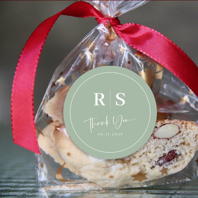 HochzeitsDankeschön - Sage & Elegance Runder Aufkleber (Wedding Thank You Sticker - Sage & Elegance)