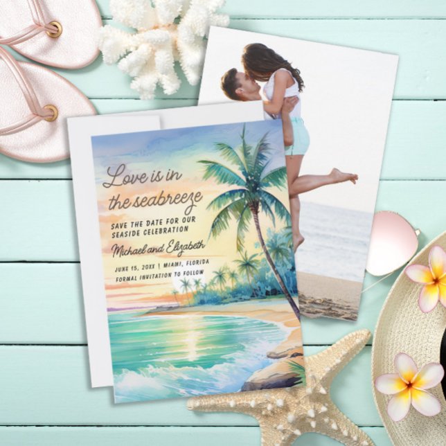 Hochzeitsdatum Rett Foto Tropischer Strand Save The Date (Tropical/beach wedding Save the Date photo card)