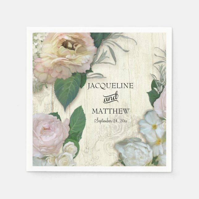 Hochzeitsdekor Moderne Vintage Hübsche Blüte Rusti Serviette (Vorderseite)