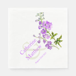 Hochzeitsdelphinium lila Aquarellpapierservierung Serviette