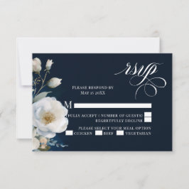 Hochzeitsdesign für blaue und weiße Blütenpersen RSVP Karte