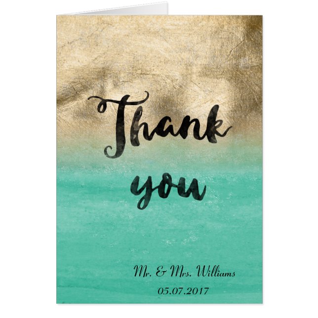 Hochzeitsdesign in Gold und Aqua (Vorne)